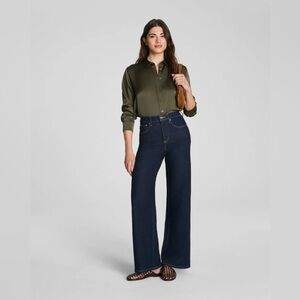 NWT SPANXshape™ Authentic 360 Wide Leg Jeans Marina Navy XS Regular